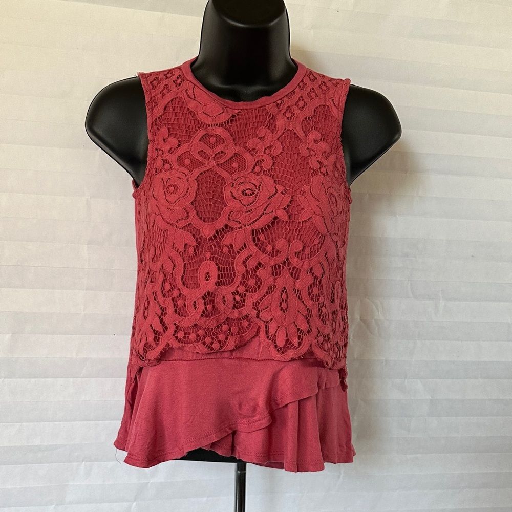 Art Class Girls Lace Front Tank Top Size 7/8 Cute Summer Sleeveless Tee
